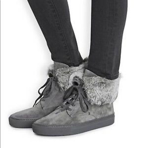 VINCE. Nyack fur-trimmed booties